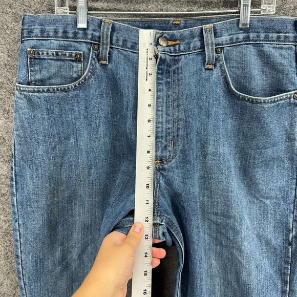 Carhartt Jeans Men 36*32 Blue Denim Medium Wash Mid Rise Straight Pockets - Picture 4 of 9